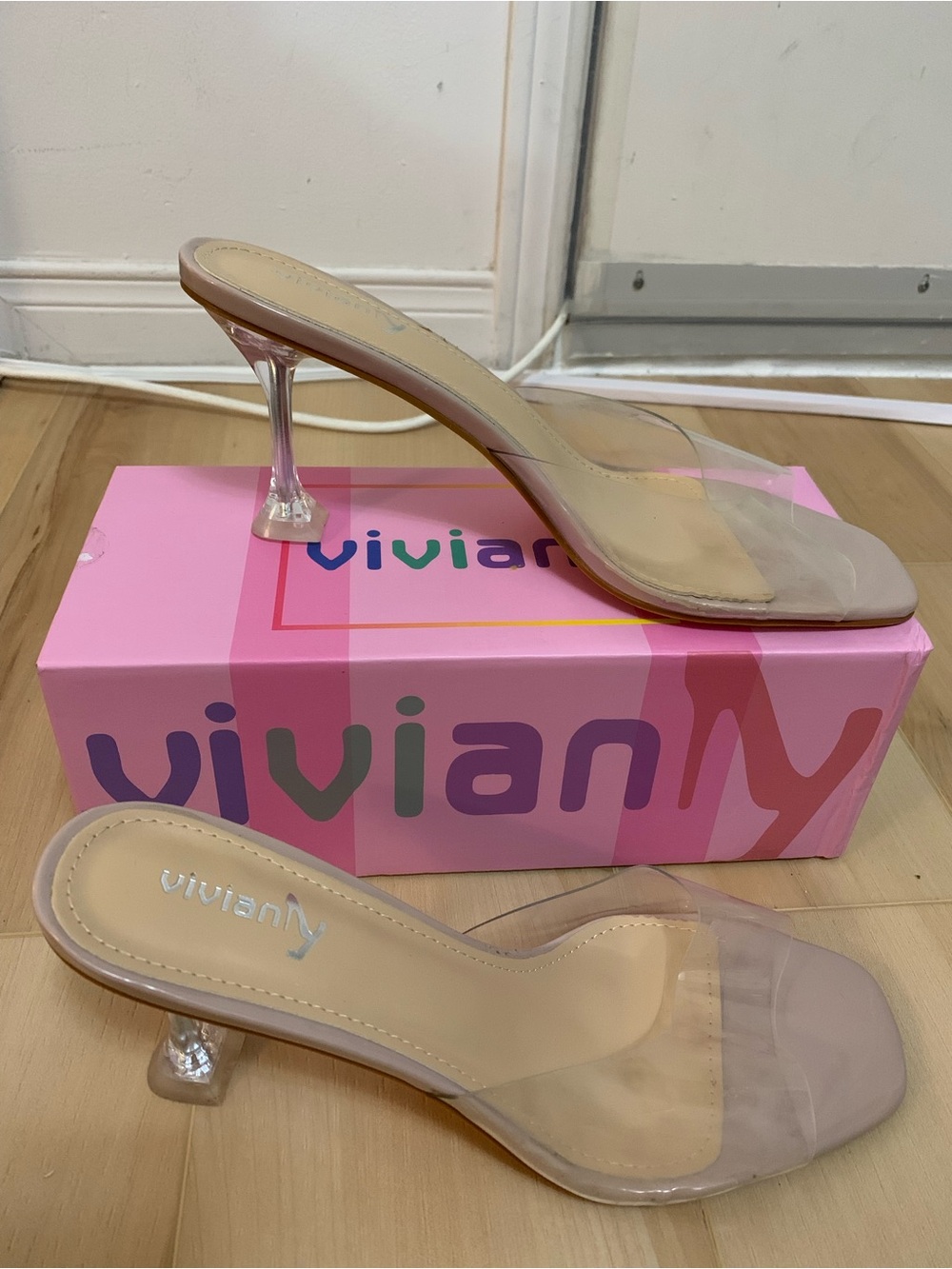 Vivianly Clear Strap Nude kitten heels 👠 - Picture 4 of 8